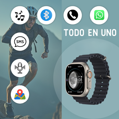 SMARTWACH ULTRA PRO + 2 CORREAS (NEGRO + AZUL)